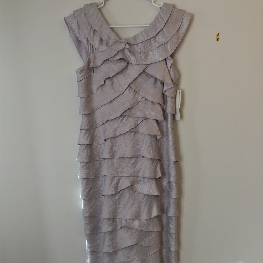 Adrianna Papell Silver Dress NWT